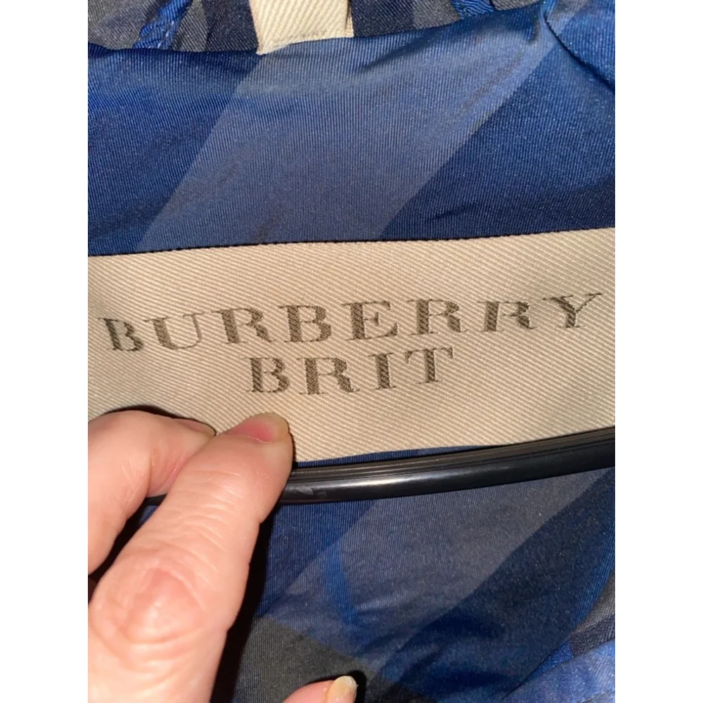 Women's Burberry Brit Plaid Jacket Size 10 Blue Gray - Picture 2 of 15